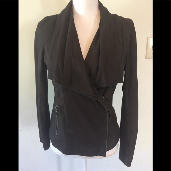 Vince Jackets & Blazers - Vince brown leather drape front jacket M